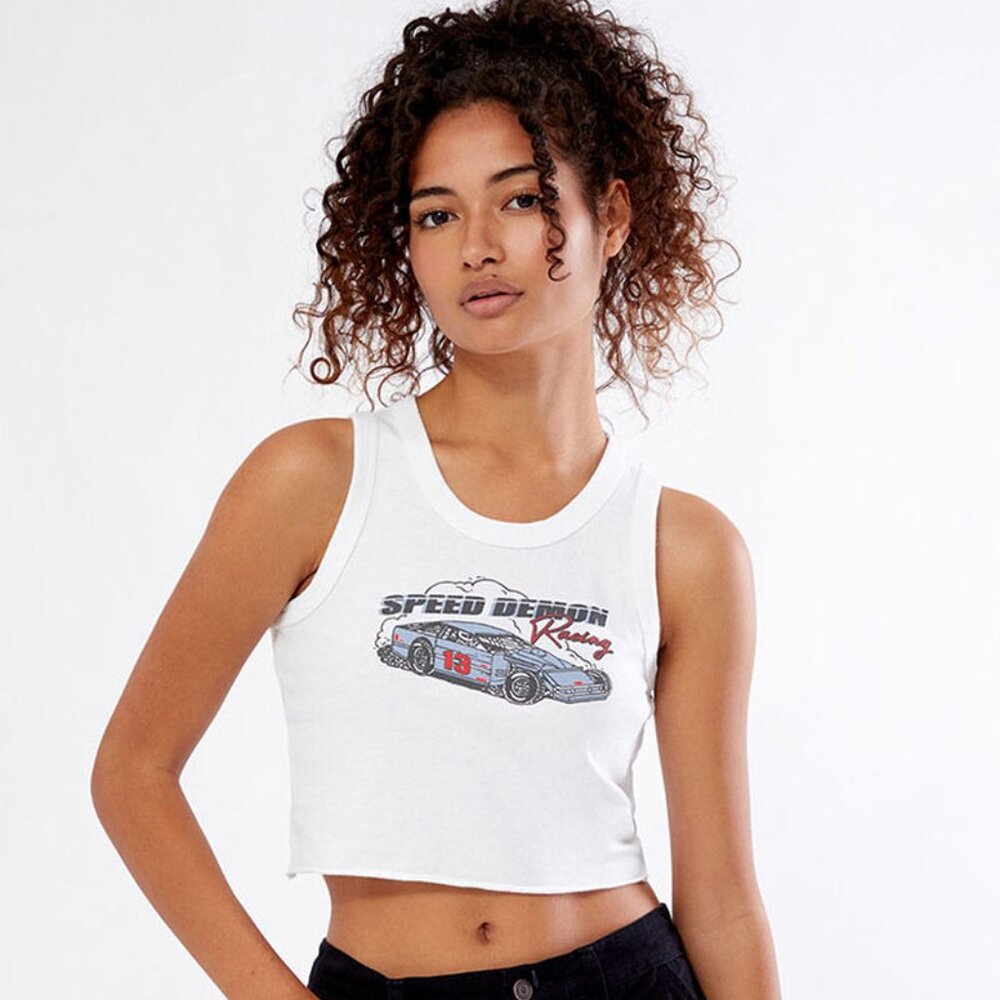 PS / LA Speed Demon Crop Tank Top S White